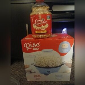 NIB Rise LIight Blue Popcorn Maker Eith Orville Redenbacher Orig. Popçorn Maker!